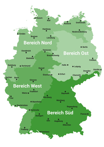 Deutschlandkarte mit Herkunftsregionen für Wildstauden